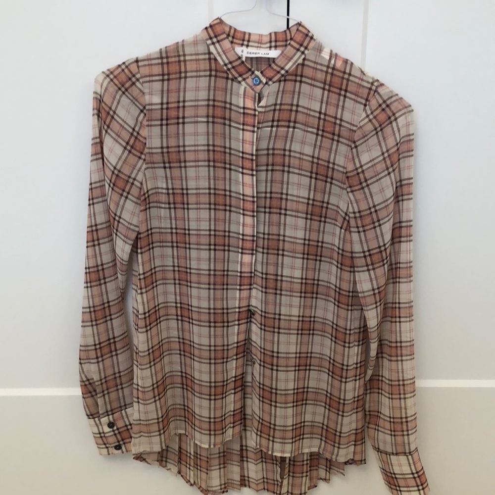 10 Crosby Derek Lam Plaid Shirt with pleated back, Size 0